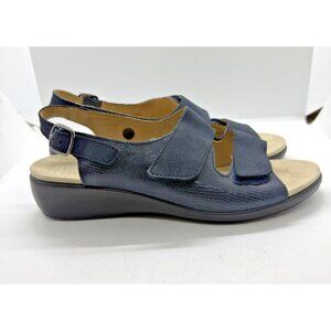 Hotter Summer Sandals Leather Slingback Comfort Casual Open Toe Navy Blue Sz 9US